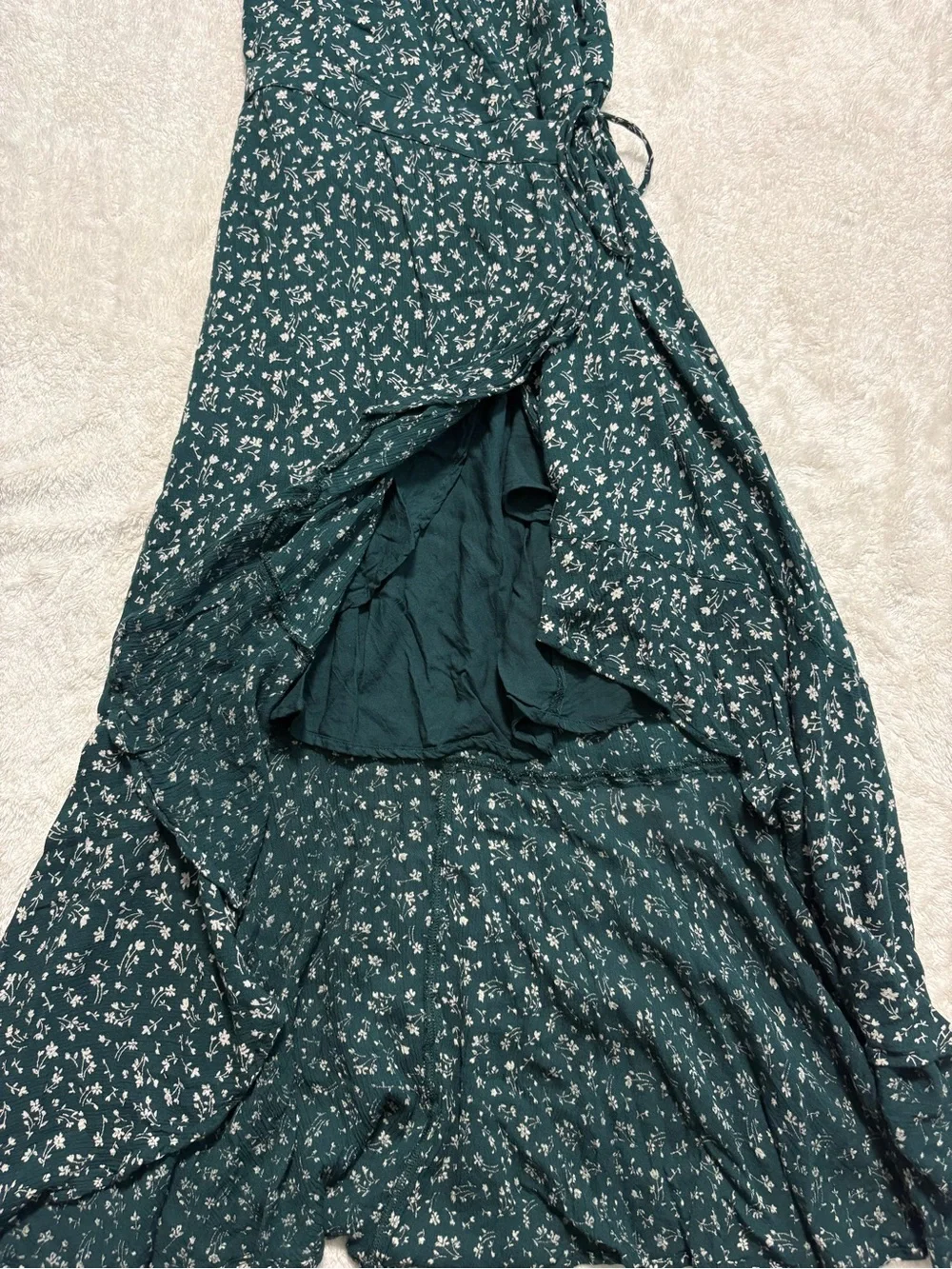 Abercrombie & Fitch Forest Green Floral Wrap Midi Dress - Picture 5 of 6